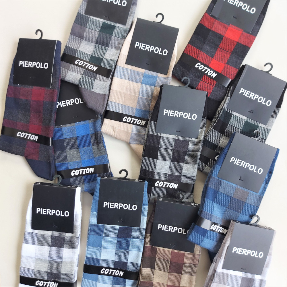 جوراب کلاسیک مردانه پیرپولو طرح تمام چهارخانه 