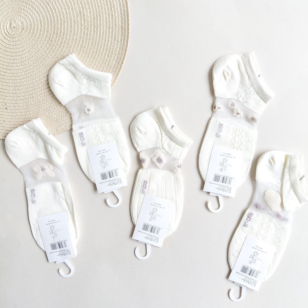 جوراب مچی زنانه ترکیبی توری گلدار سوسنی وارداتی