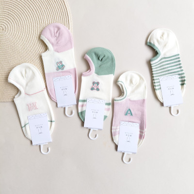 جوراب زیر قوزک زنانه فانتزی وایب خرسی صورتی وارداتی