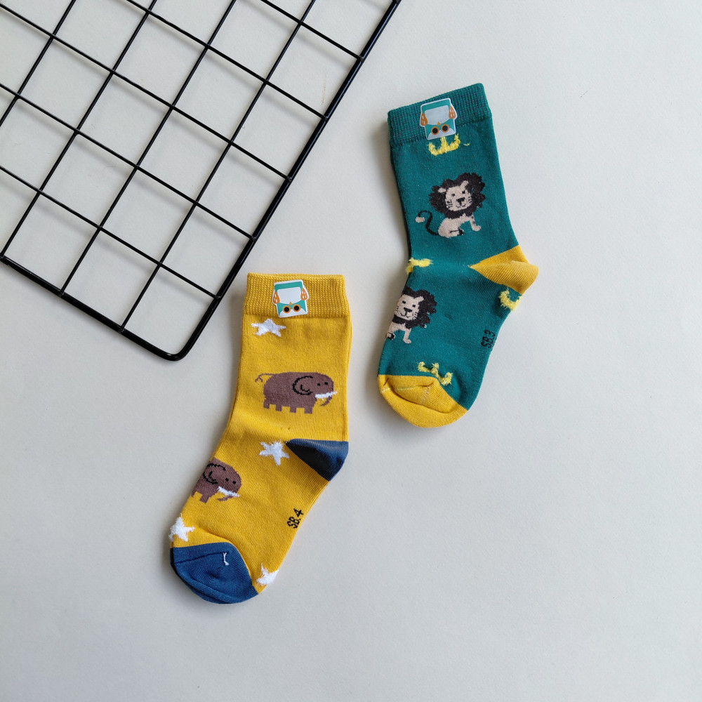 جوراب ساقدار پسرانه طرح حیوانات جنگلی سفید برفی