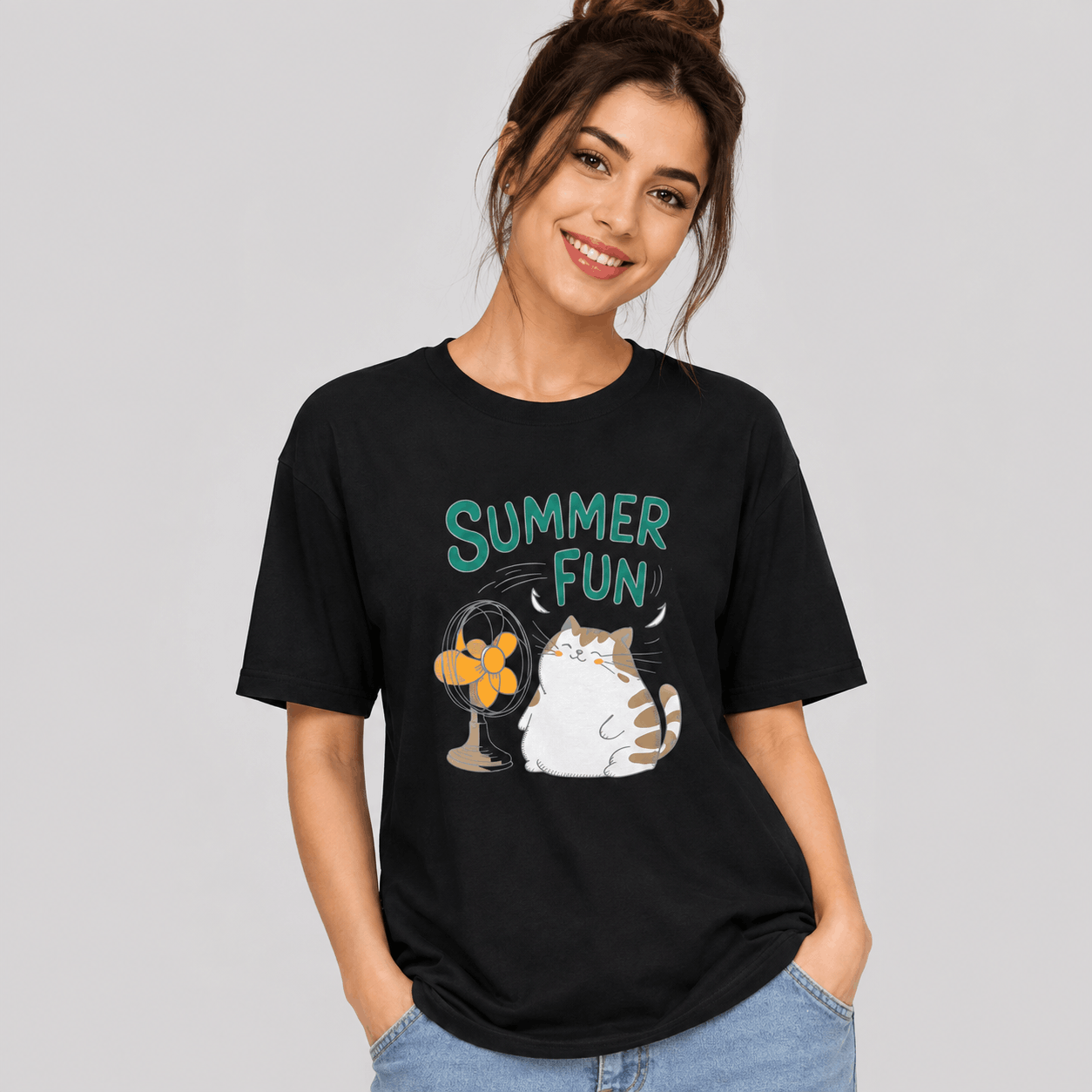 تیشرت نخی وارداتی زنانه طرح summer fun
